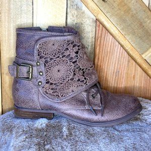 not rated | Girl's Faux Leather Booties w/ Lace |6
